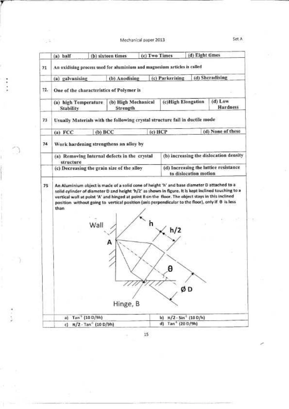 CSPHCL Mechanical Previous Year Question Paper - Page 15