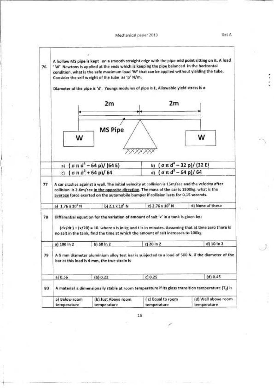 CSPHCL Mechanical Previous Year Question Paper - Page 16