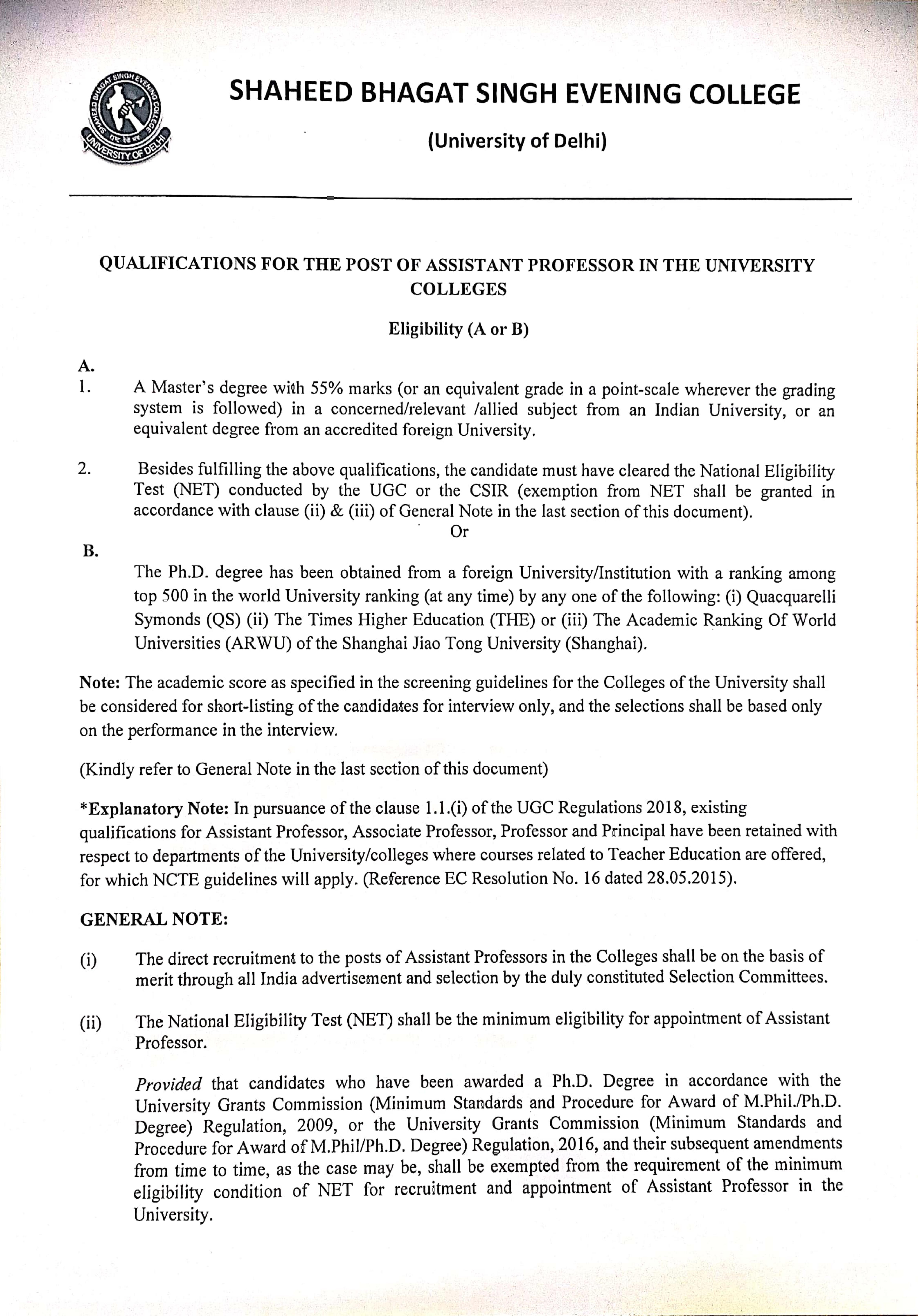 Shaheed Bhagat Singh Evening College (SBSEC) Invites Application for 67 Assistant Professor Recruitment 2023 - Page 2