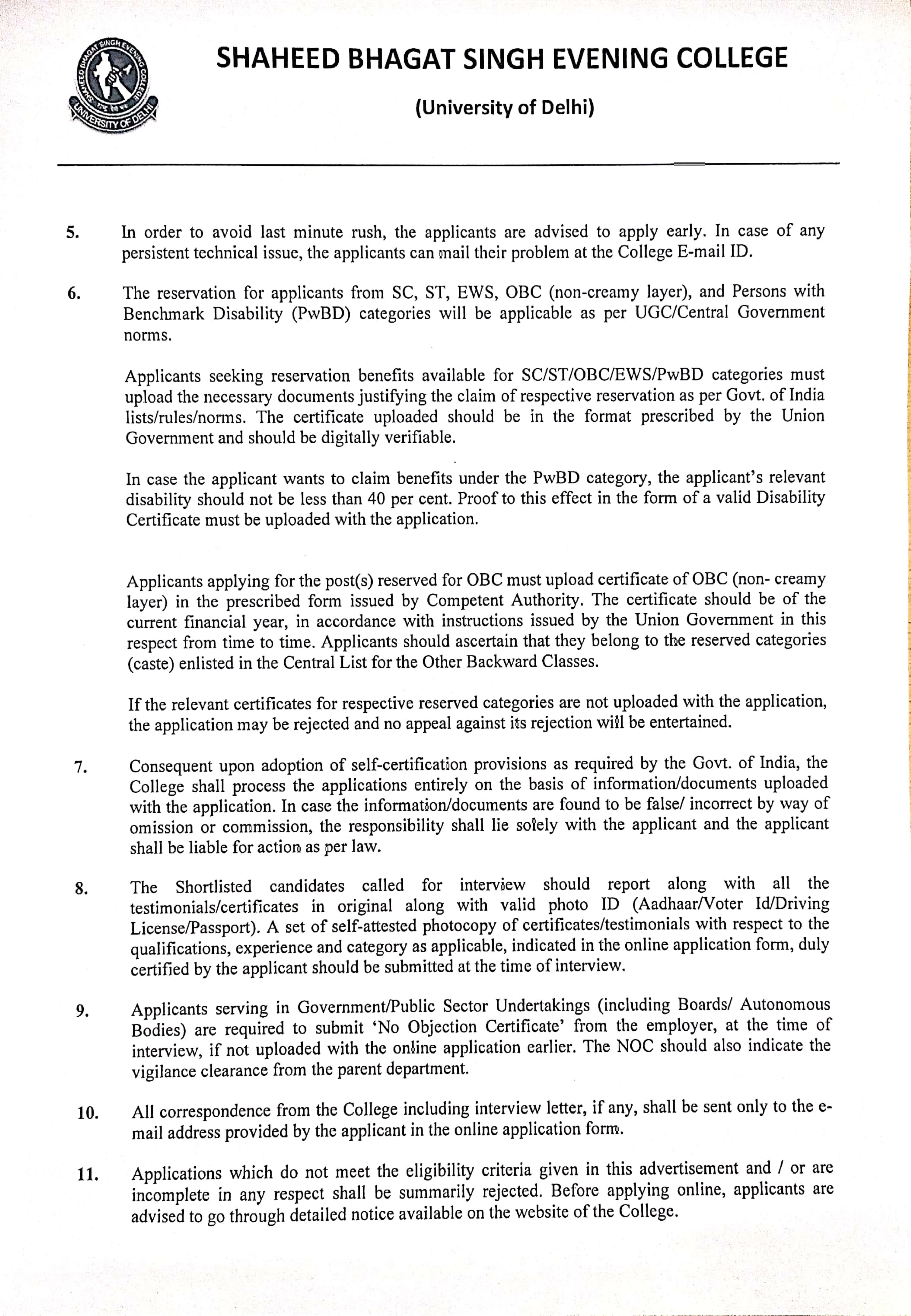 Shaheed Bhagat Singh Evening College (SBSEC) Invites Application for 67 Assistant Professor Recruitment 2023 - Page 5