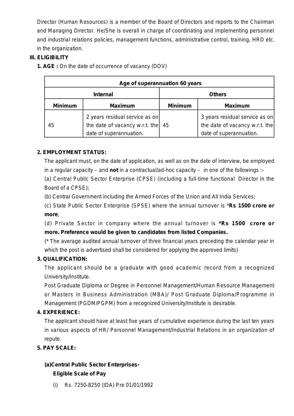 PESB POSOCO Director Recruitment 2022 - Page 1