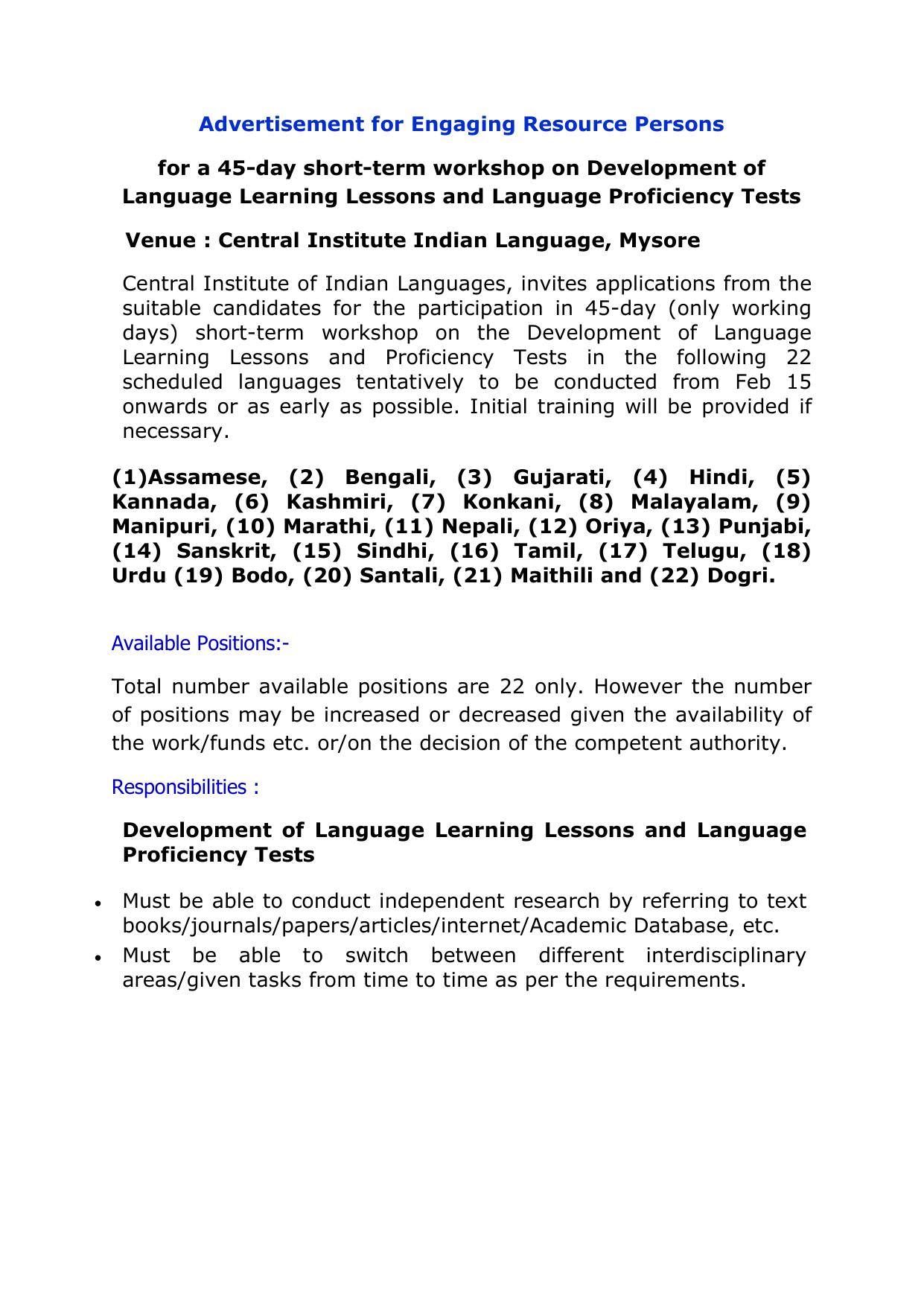 Central Institute of Indian Languages (CIIL) Invites Application for 22 Resource Person Recruitment 2023 - Page 3