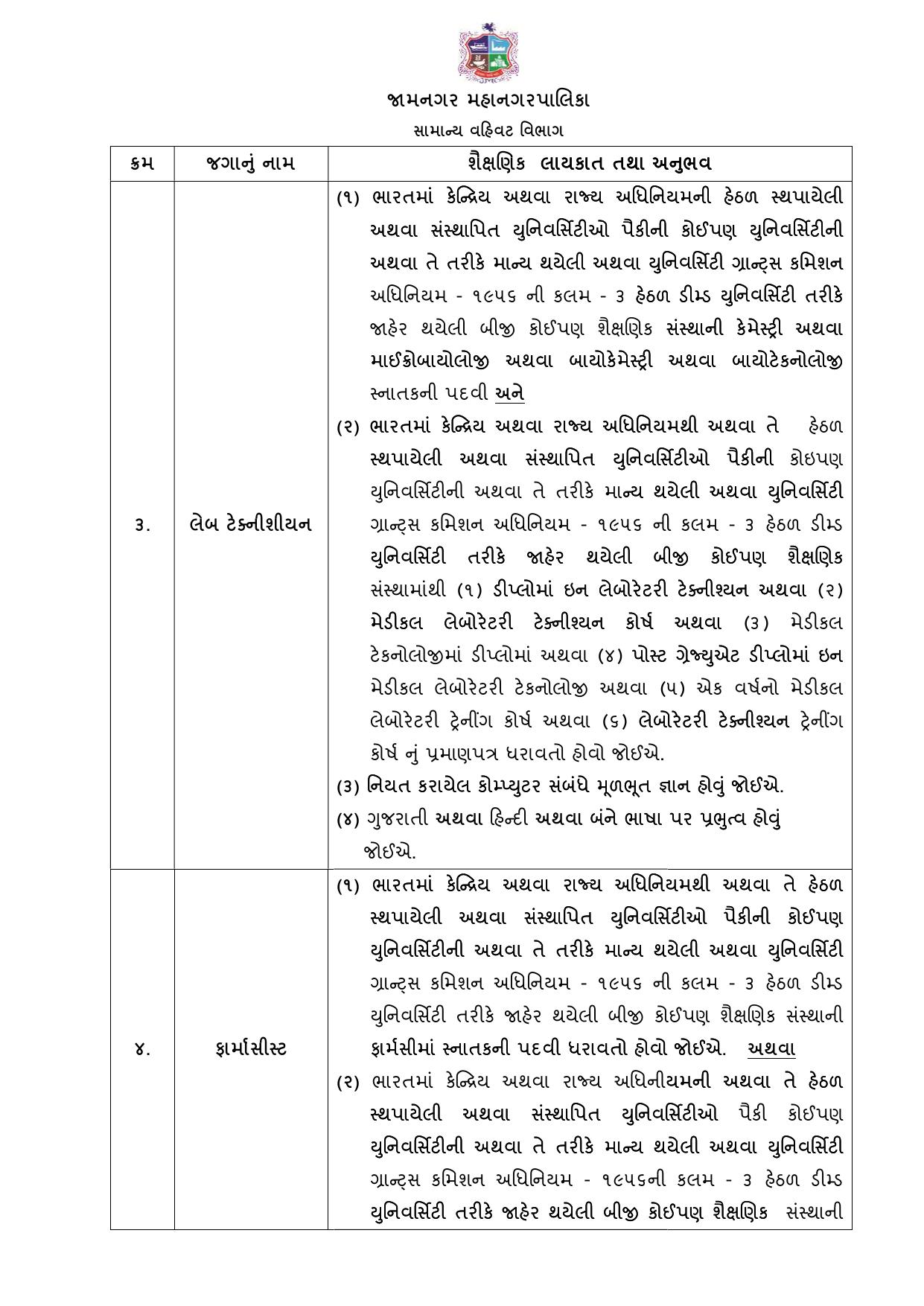 Jamnagar Municipal Corporation (JMC) Staff Nurse and Various Posts Recruitment 2023 - Page 5