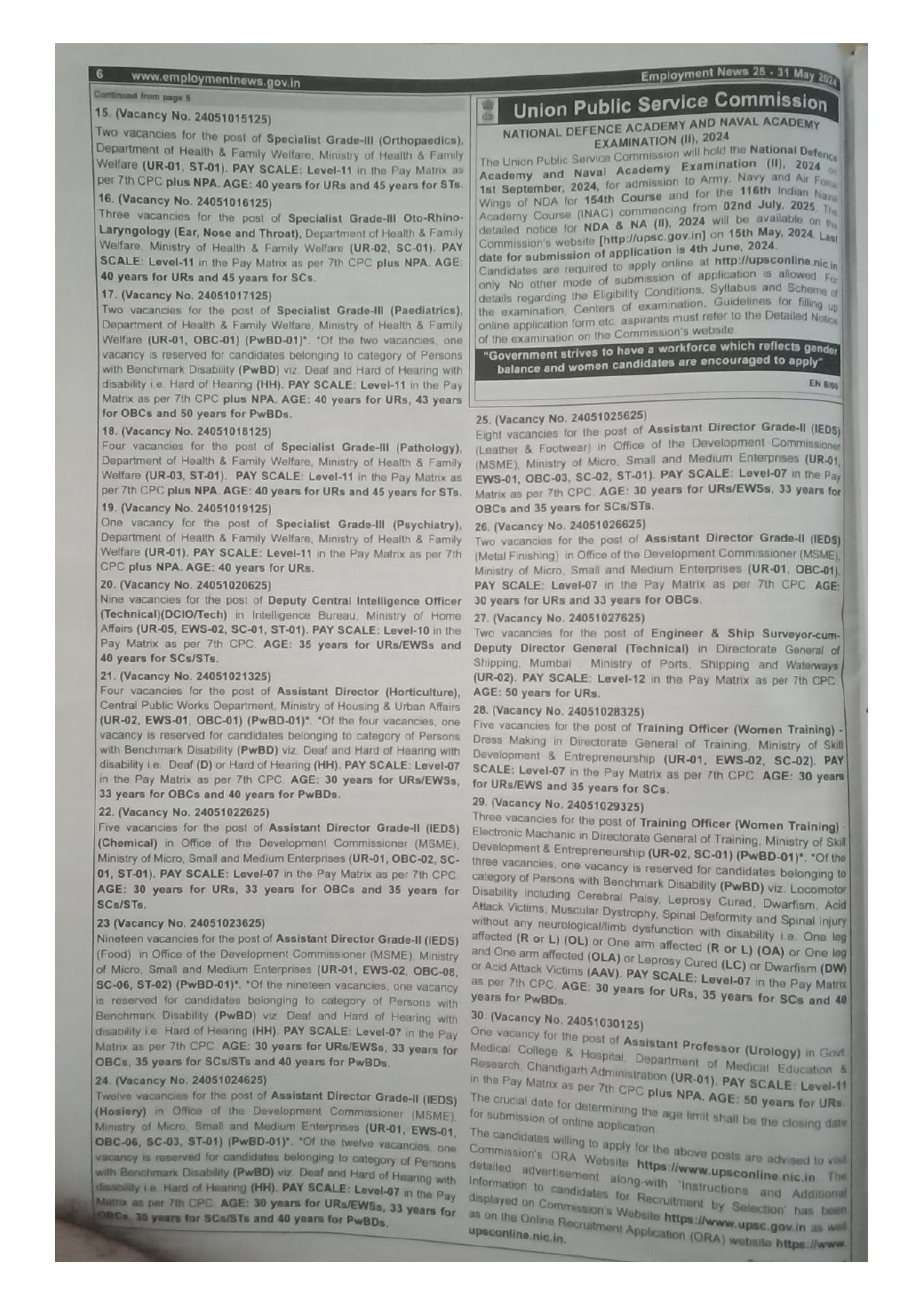 UPSC 309 Specialist and Various Posts Recruitment 2024 - Page 2