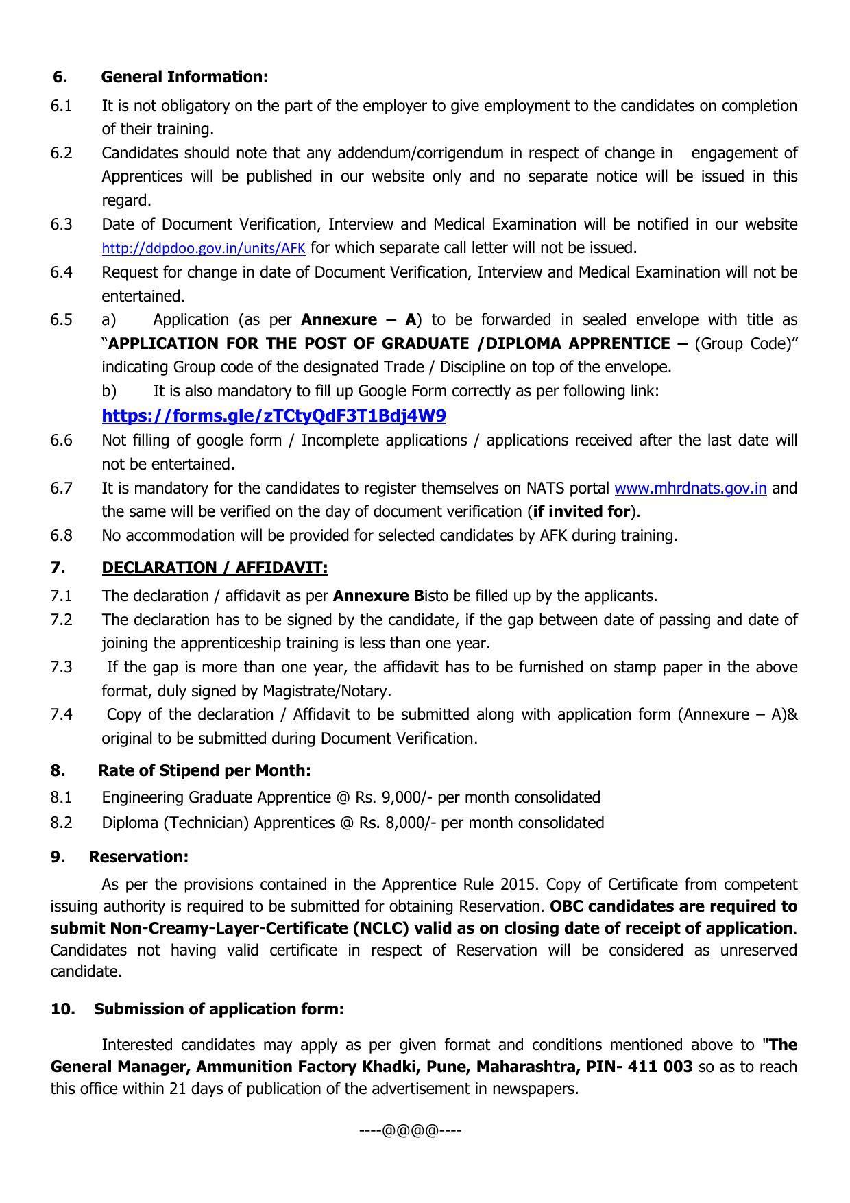 Ammunition Factory Khadki Invites Application for 25 Apprentice Recruitment 2022 - Page 2