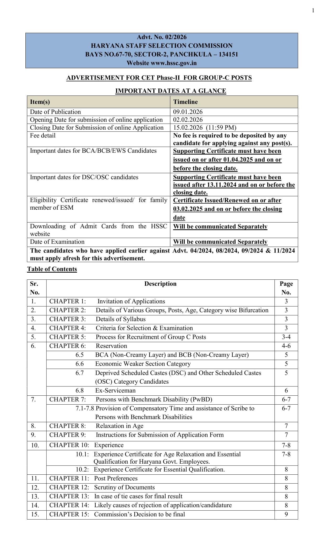HSSC Group C Mains Recruitment 2026 – Apply Online for 3112 Posts - Page 1