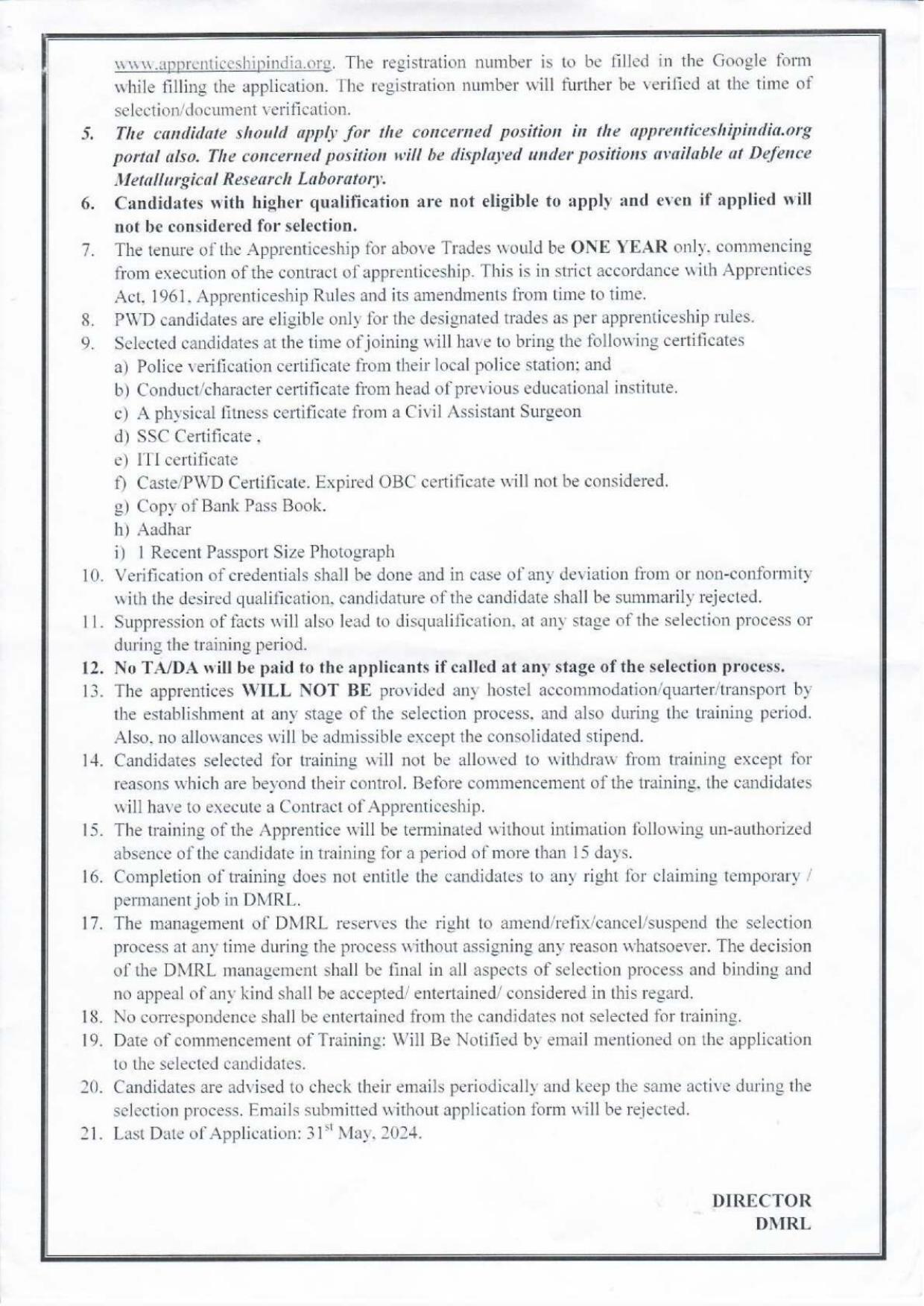 DRDO-Defence Metallurgical Research Laboratory (DMRL) ITI Apprentice Recruitment 2024 - Page 2