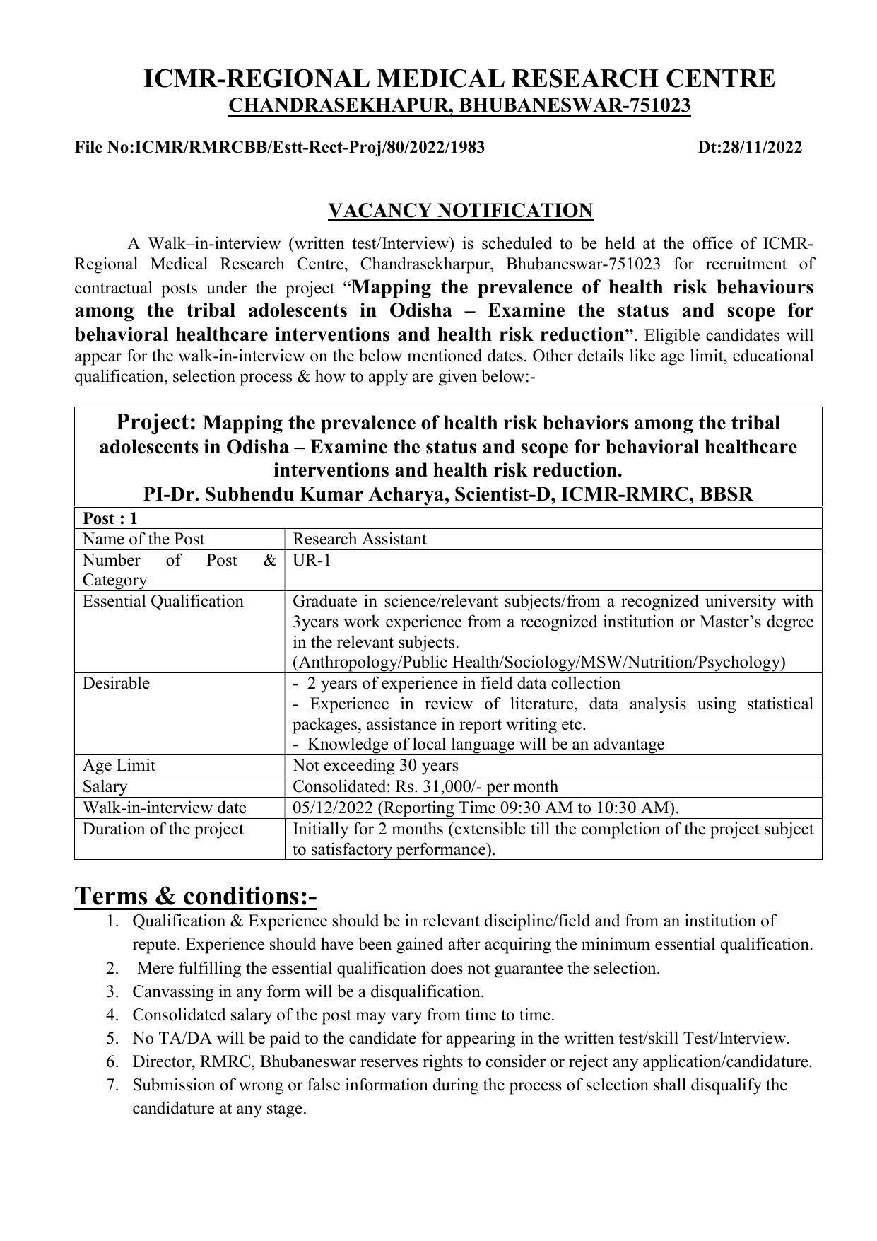 RMRC Bhubaneswar Invites Application for Research Assistant Recruitment 2022 - Page 3