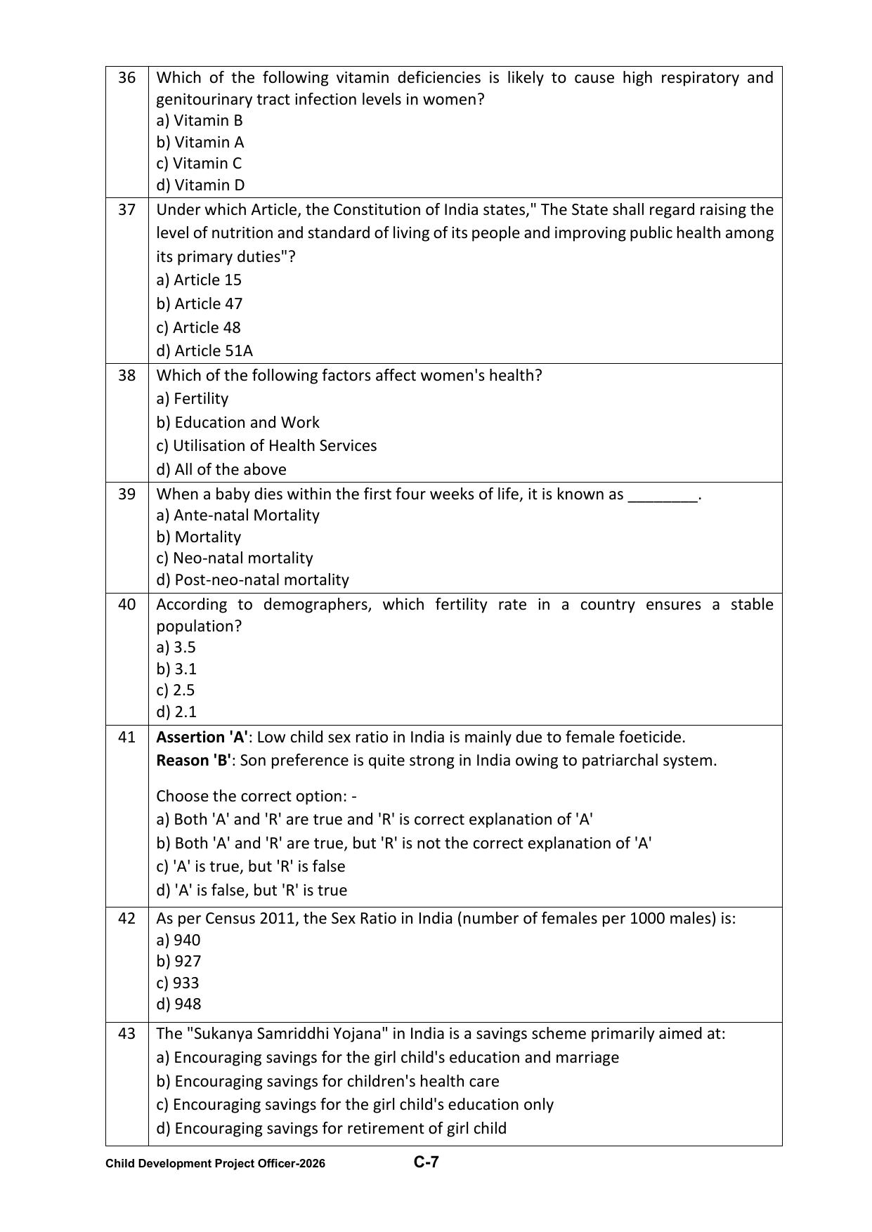 PPSC CDPO Question Paper 2026 - Page 43