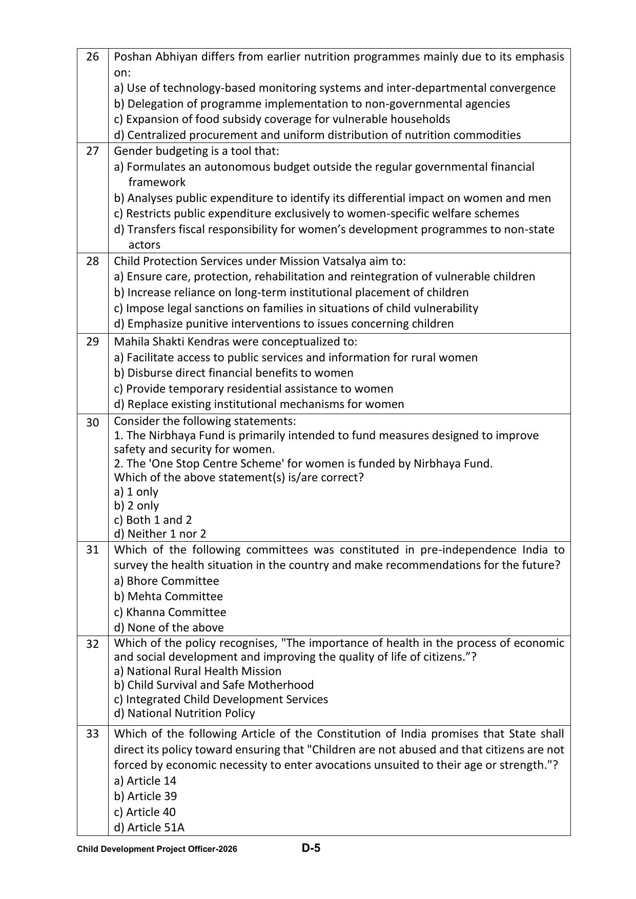PPSC CDPO Question Paper 2026 - Page 59