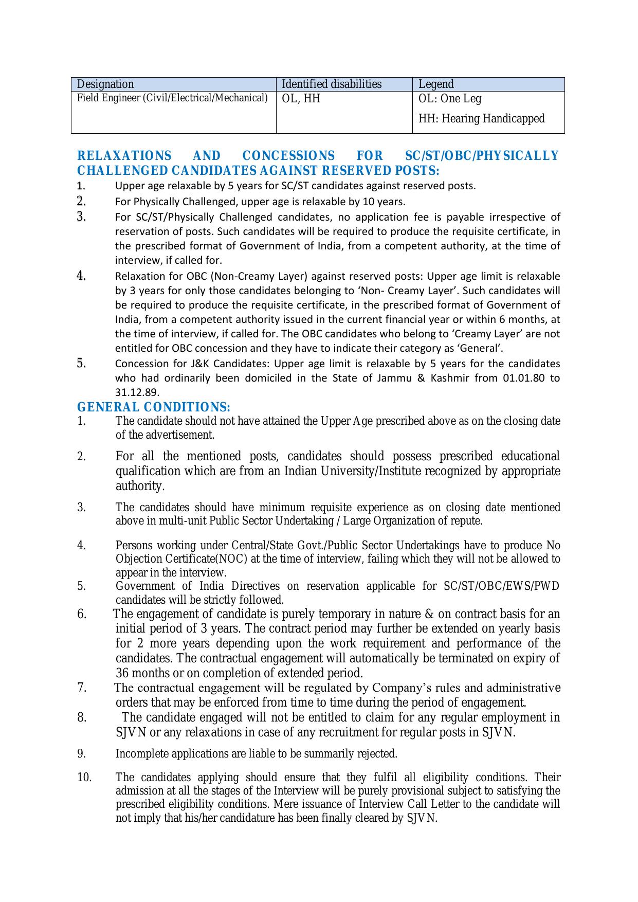 Satluj Jal Vidyut Nigam Ltd (SJVN) Invites Application for 5 Field Engineer Recruitment 2023 - Page 2
