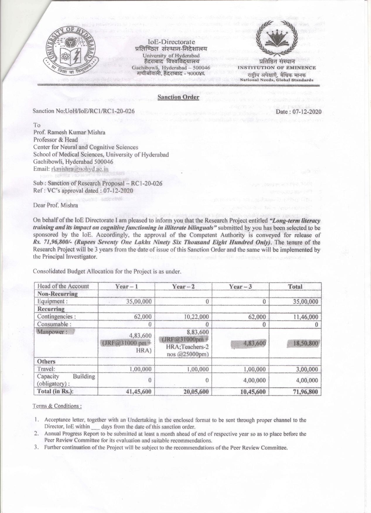 University of Hyderabad (UoH) Invites Application for Research Staff Recruitment 2023 - Page 1