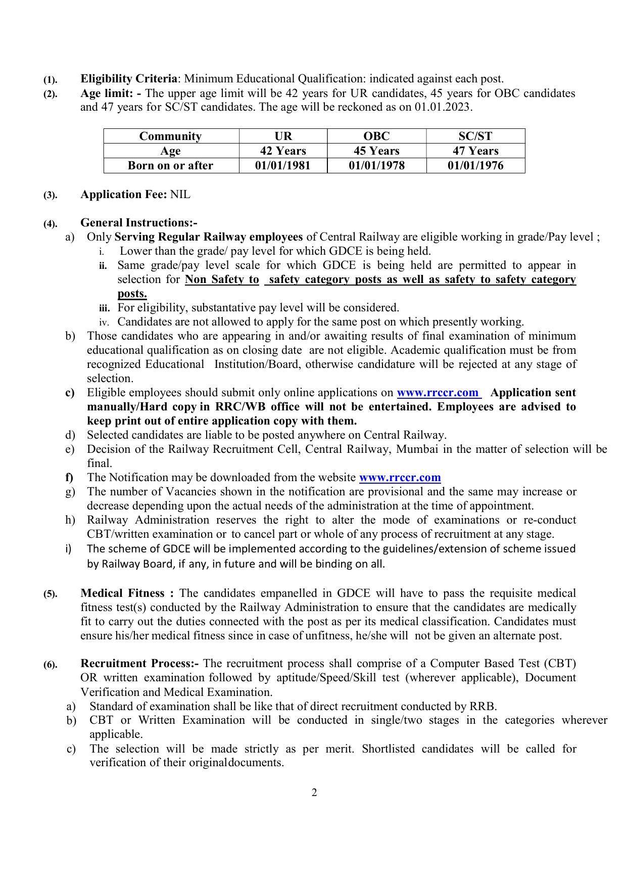 Central Railway Invites Application for Clerk and Ticket Clerk, More Vacancies Recruitment 2022 - Page 2