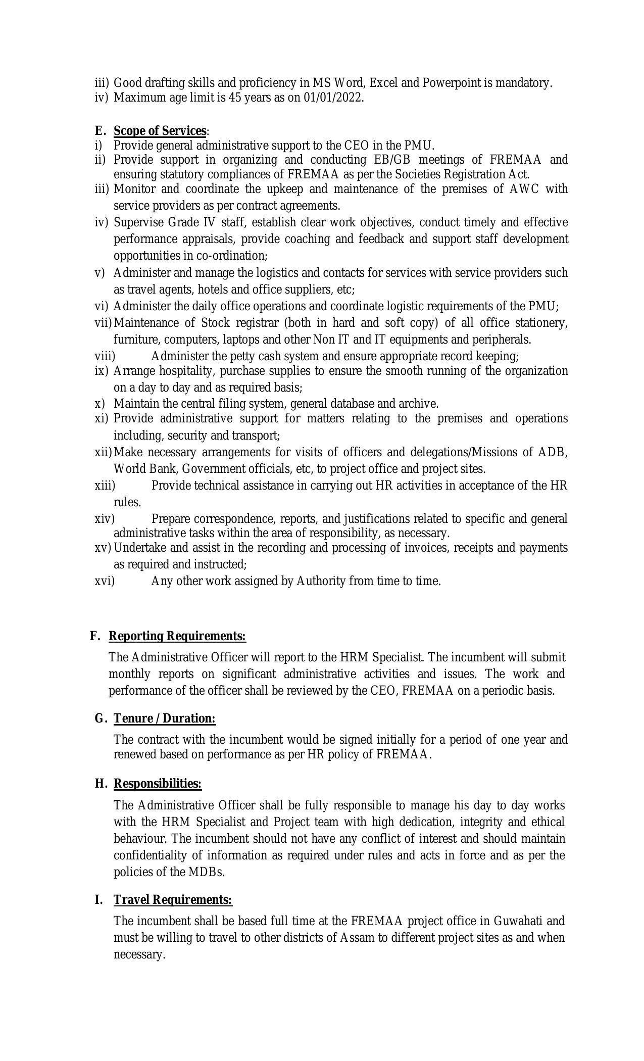FREMA Invites Application for Administrative Officer Recruitment 2022 - Page 2