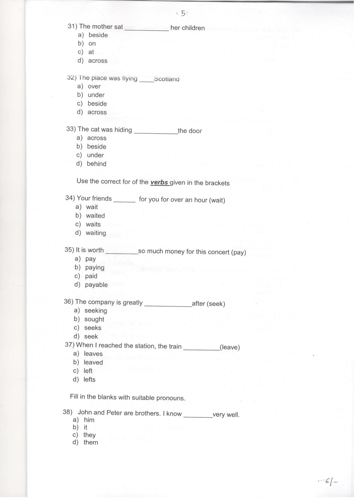 LPSC Catering Attendant ‘A’ 2018 Question Paper - Page 7