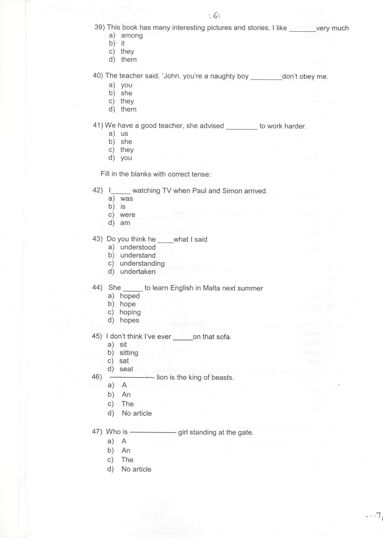 LPSC Catering Attendant ‘A’ 2018 Question Paper - Page 8