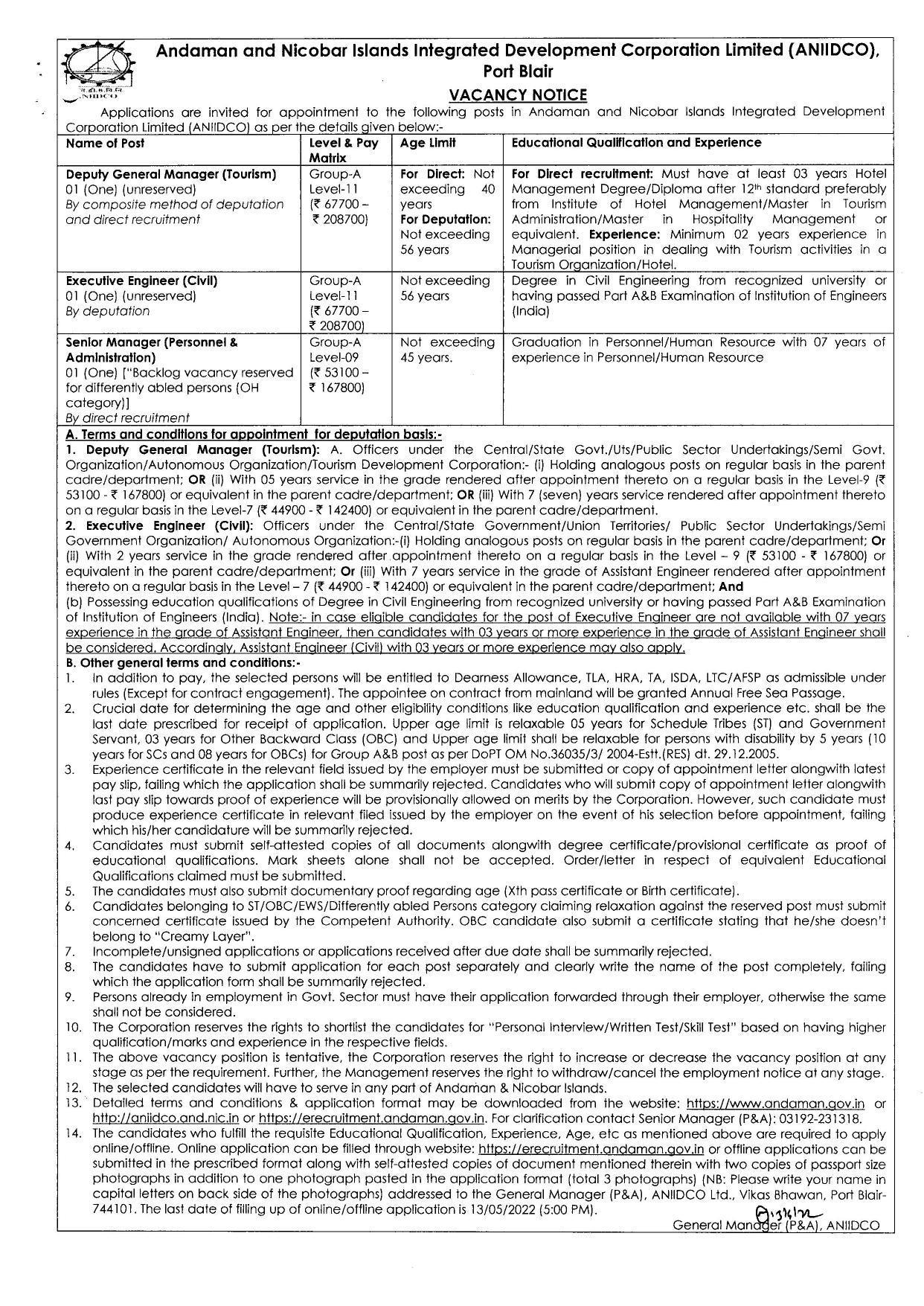 ANIIDCO Invites Application for Senior Manager, Executive Engineer and Deputy General Manager Recruitment 2022 - Page 3