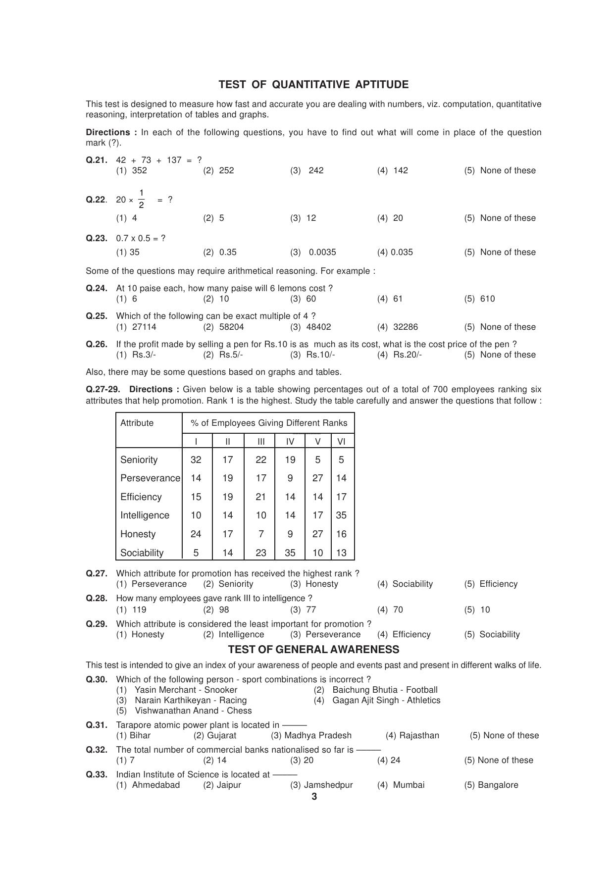 SEBI Officer Sample Question Paper Part 2 - Page 3