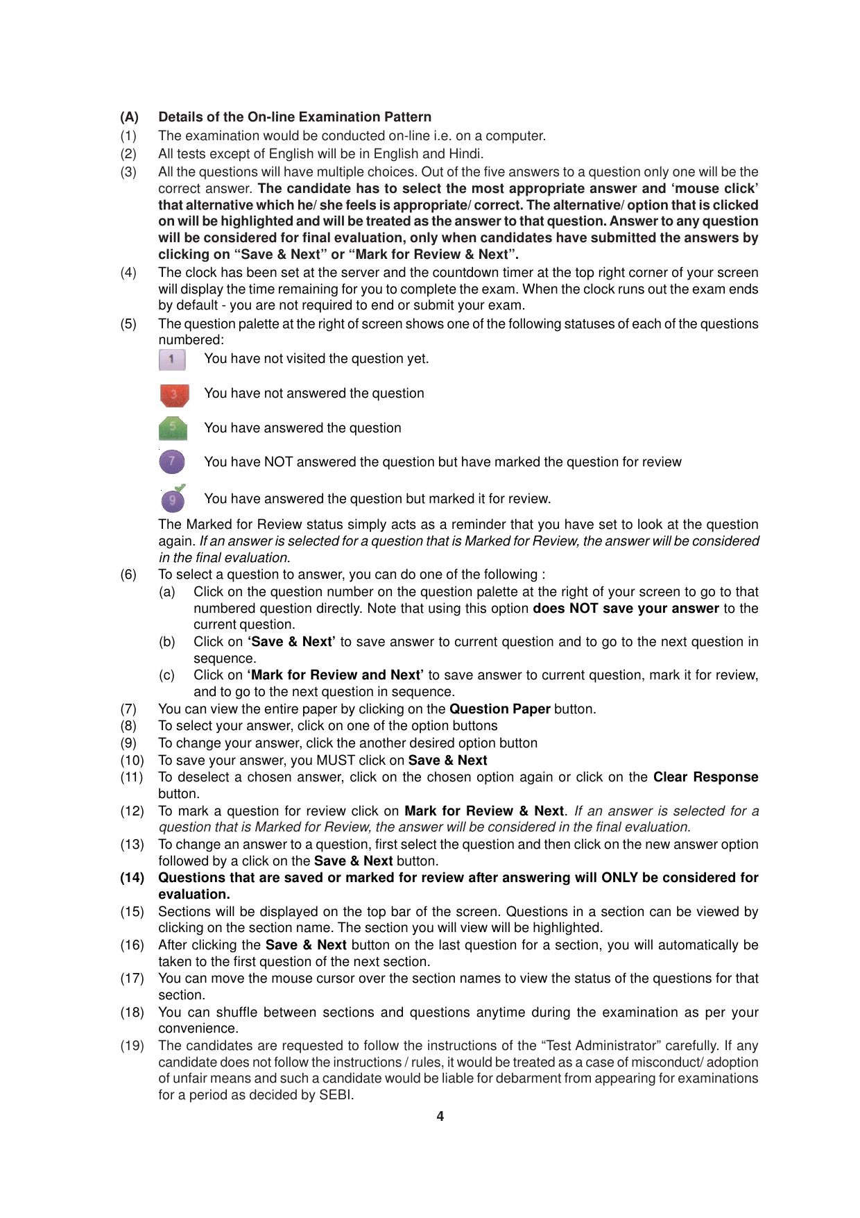 SEBI Officer Sample Question Paper Part 2 - Page 4