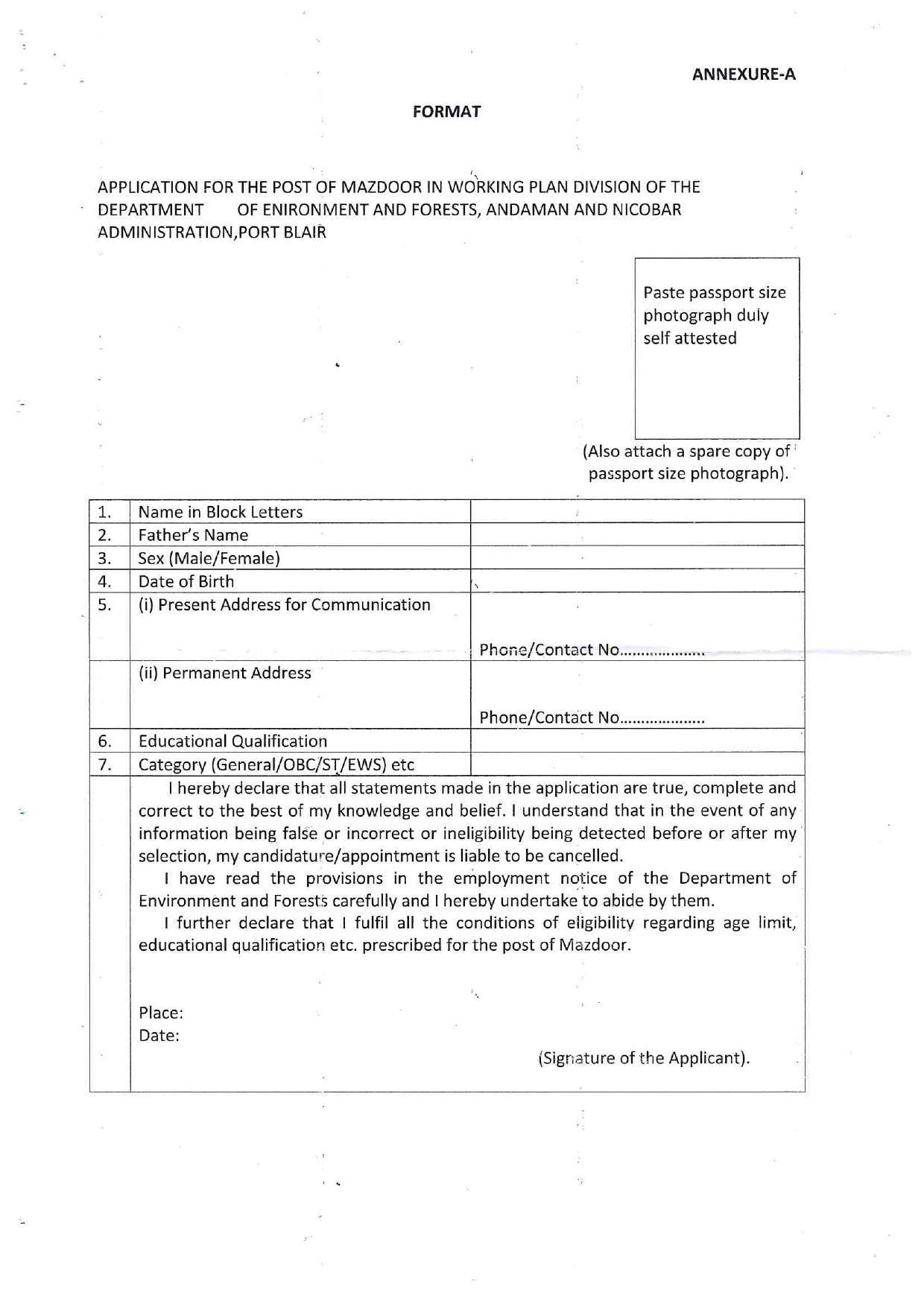 Forest Department Port Blair Invites Application for Mazdoor Recruitment 2023 - Page 2