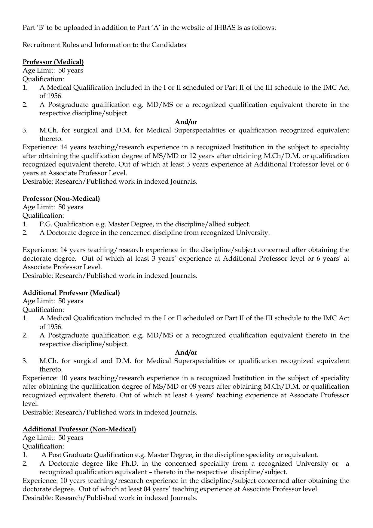 IHBAS Invites Application for 44 Professor, Additional Professor, More Vacancies Recruitment 2022 - Page 3