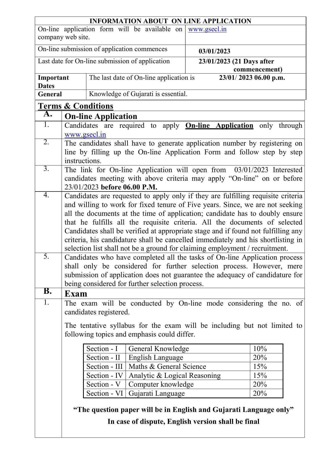 Gujarat State Electricity Corporation Limited (GSECL) Invites Application for 40 Vidyut Sahayak Recruitment 2023 - Page 4