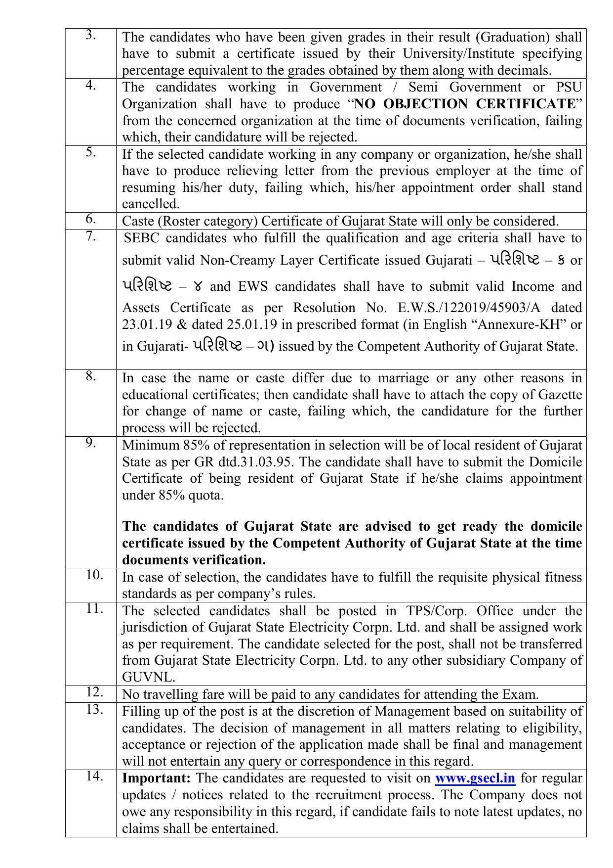 Gujarat State Electricity Corporation Limited (GSECL) Invites Application for 40 Vidyut Sahayak Recruitment 2023 - Page 7