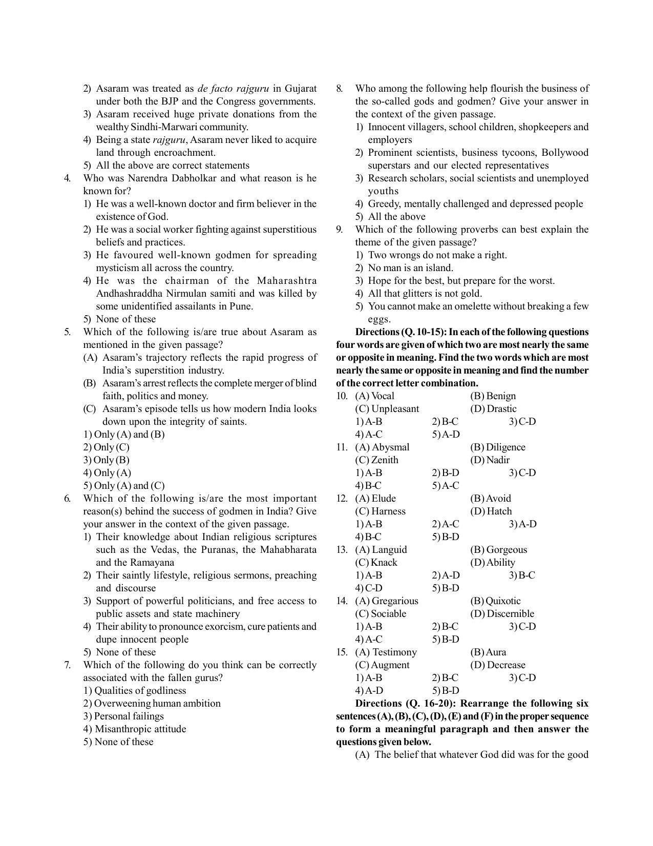 IBPS Specialist Officer Previous Year Question Paper - Page 2