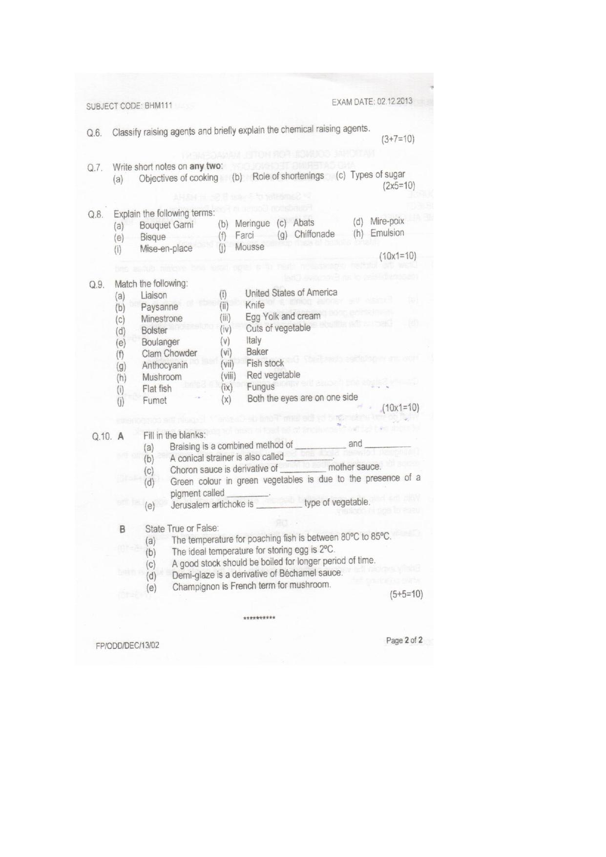 VCRC Catering & Hospitality Management Sample Paper - Page 2