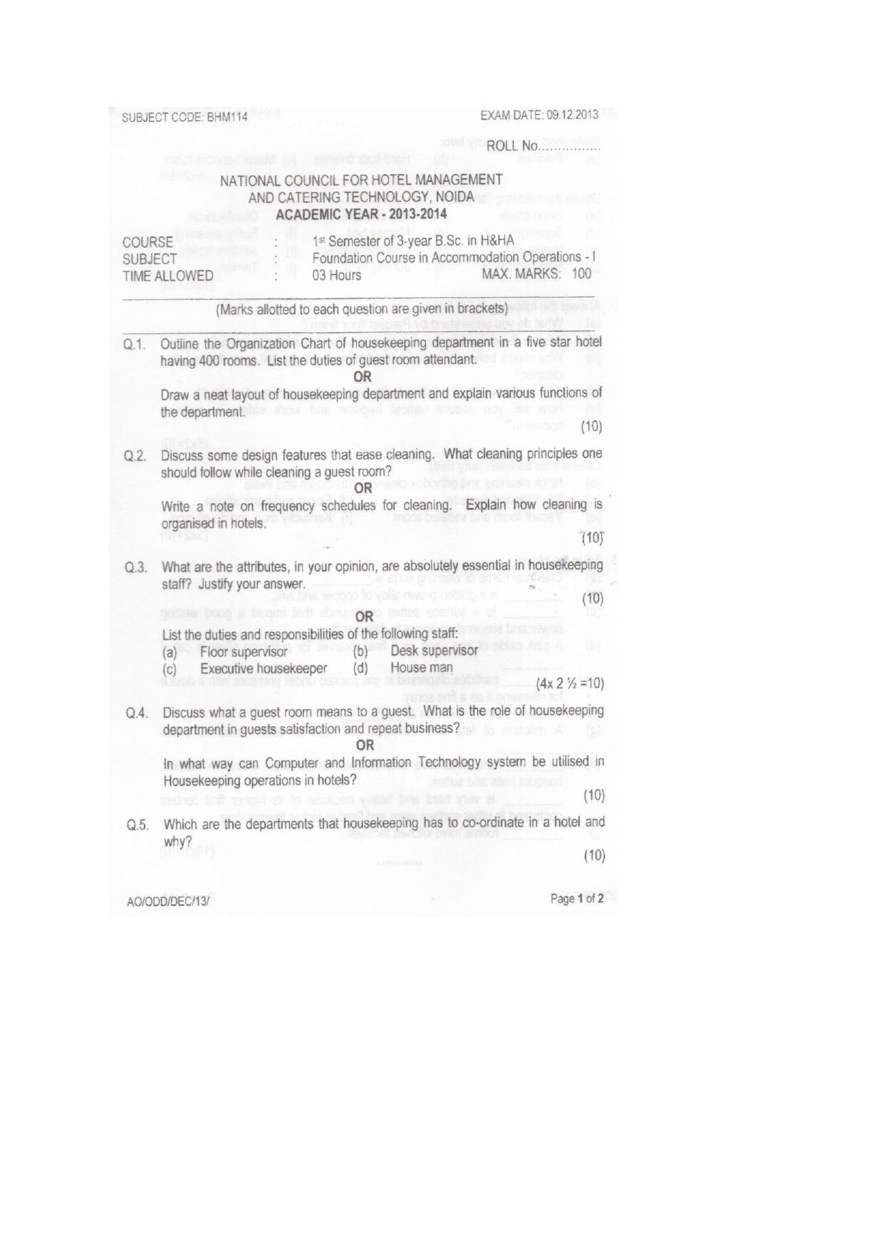 VCRC Catering & Hospitality Management Sample Paper - Page 5