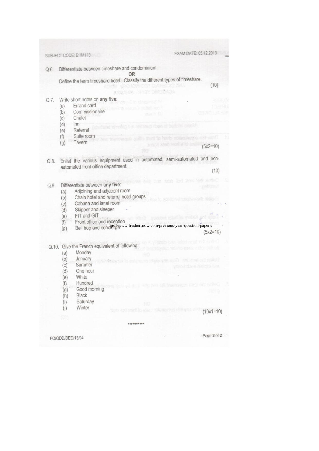 VCRC Catering & Hospitality Management Sample Paper - Page 8