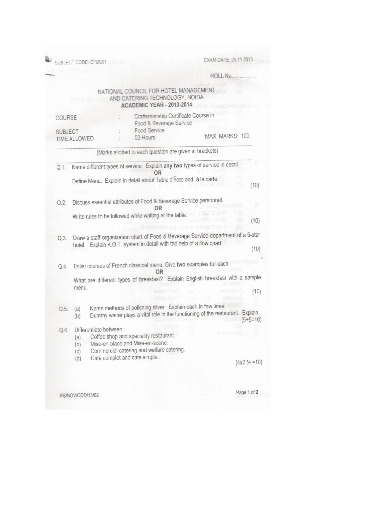 VCRC Catering & Hospitality Management Sample Paper - Page 15