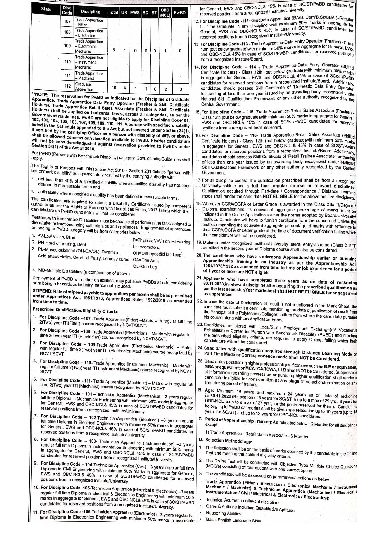 Indian Oil Corporation (IOCL) Technician/ Graduate/ Trade Apprentice Recruitment 2023 - Page 3