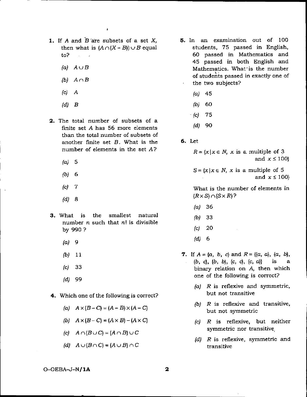Odisha Junior Clerk Question Paper - General Mathematics - Page 2