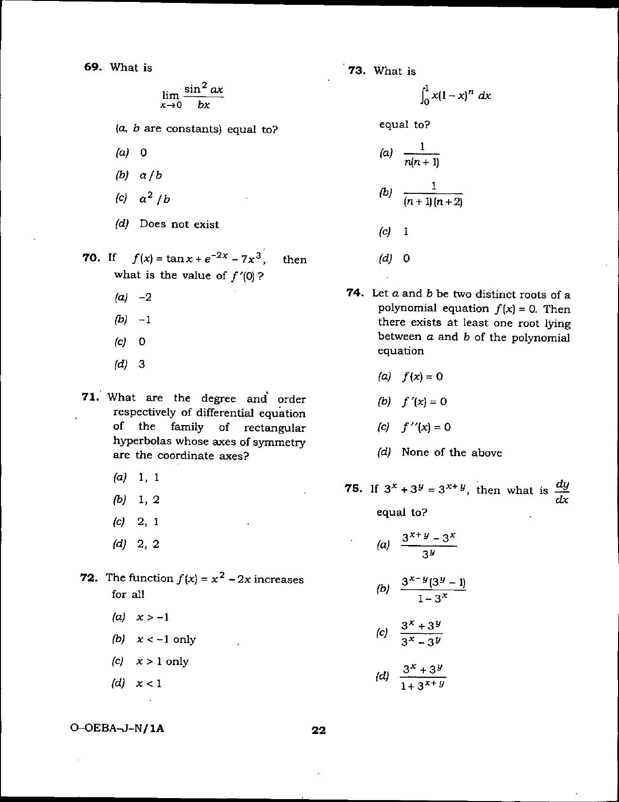 Odisha Junior Clerk Question Paper - General Mathematics - Page 22