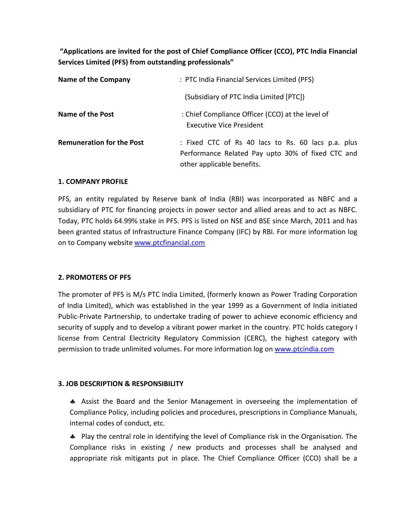 PTC India Limited Invites Application for Chief Compliance Officer Recruitment 2023 - Page 3