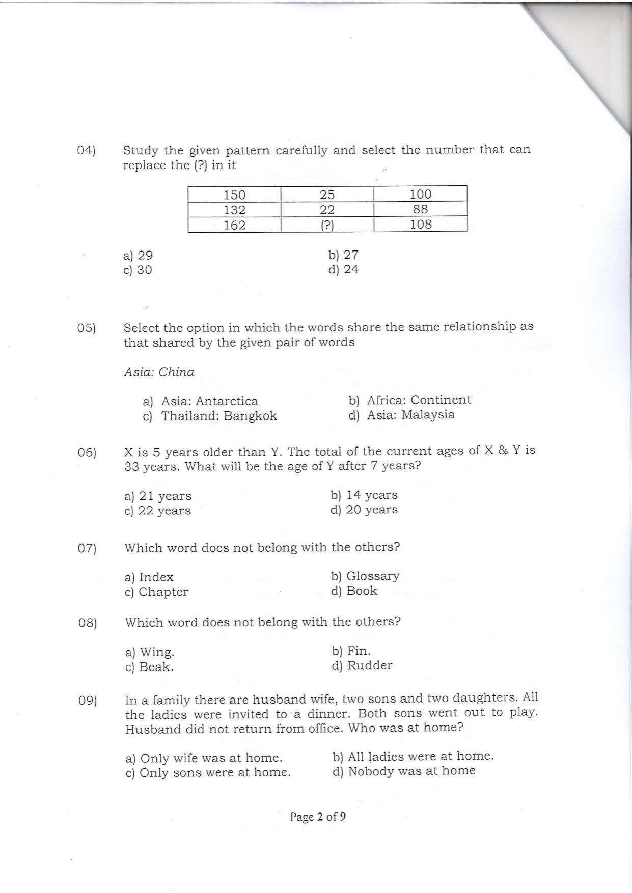 Question Paper of Office Assistant Grade III at SSC, Patna - Page 2