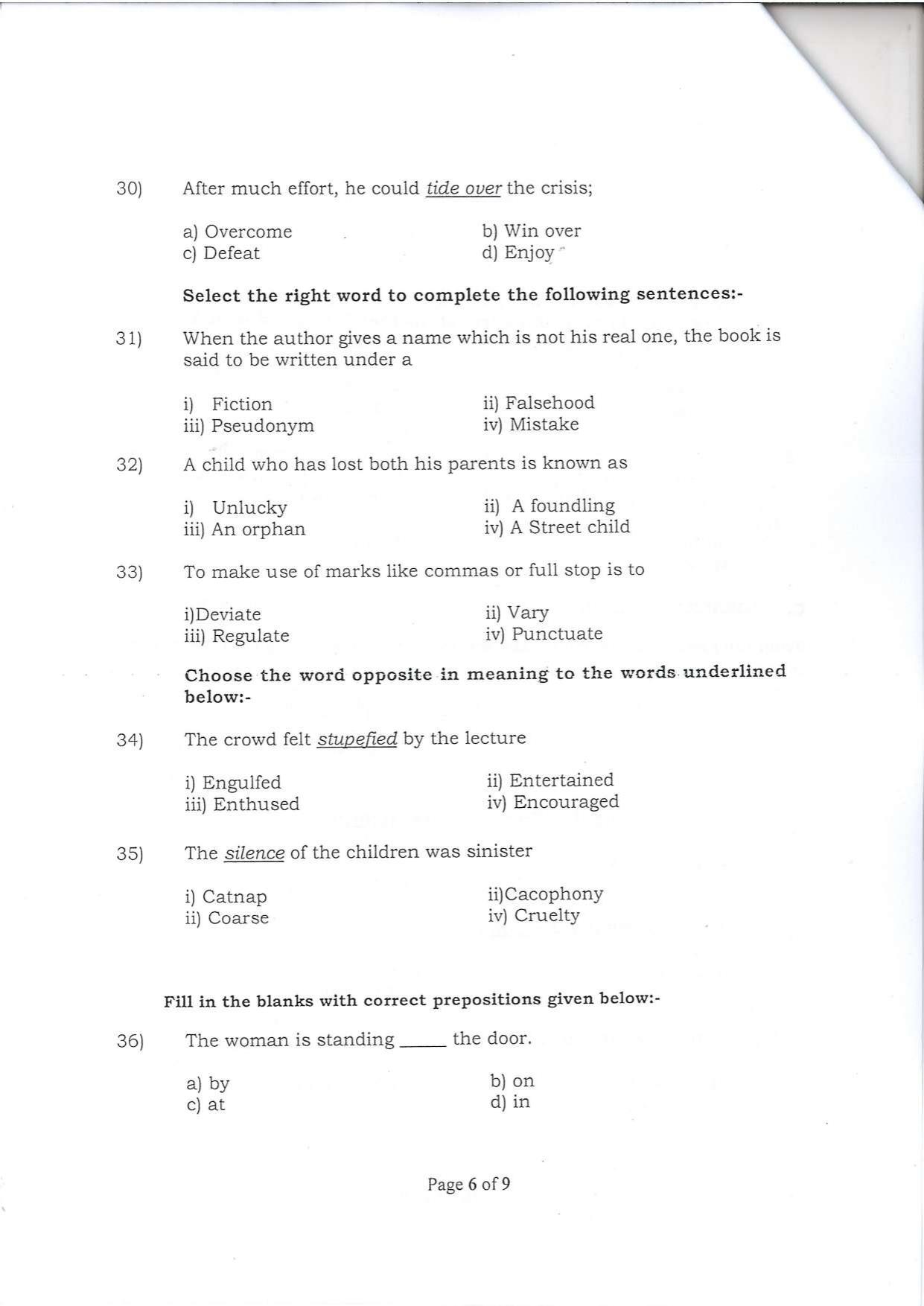 Question Paper of Office Assistant Grade III at SSC, Patna - Page 6