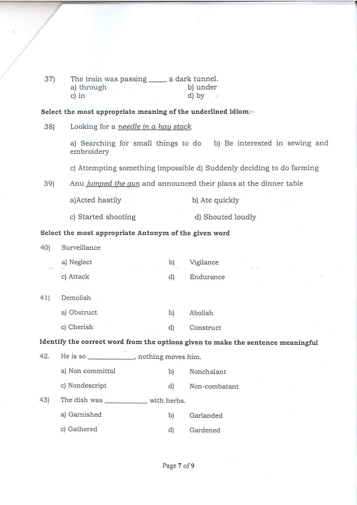 Question Paper of Office Assistant Grade III at SSC, Patna - Page 7