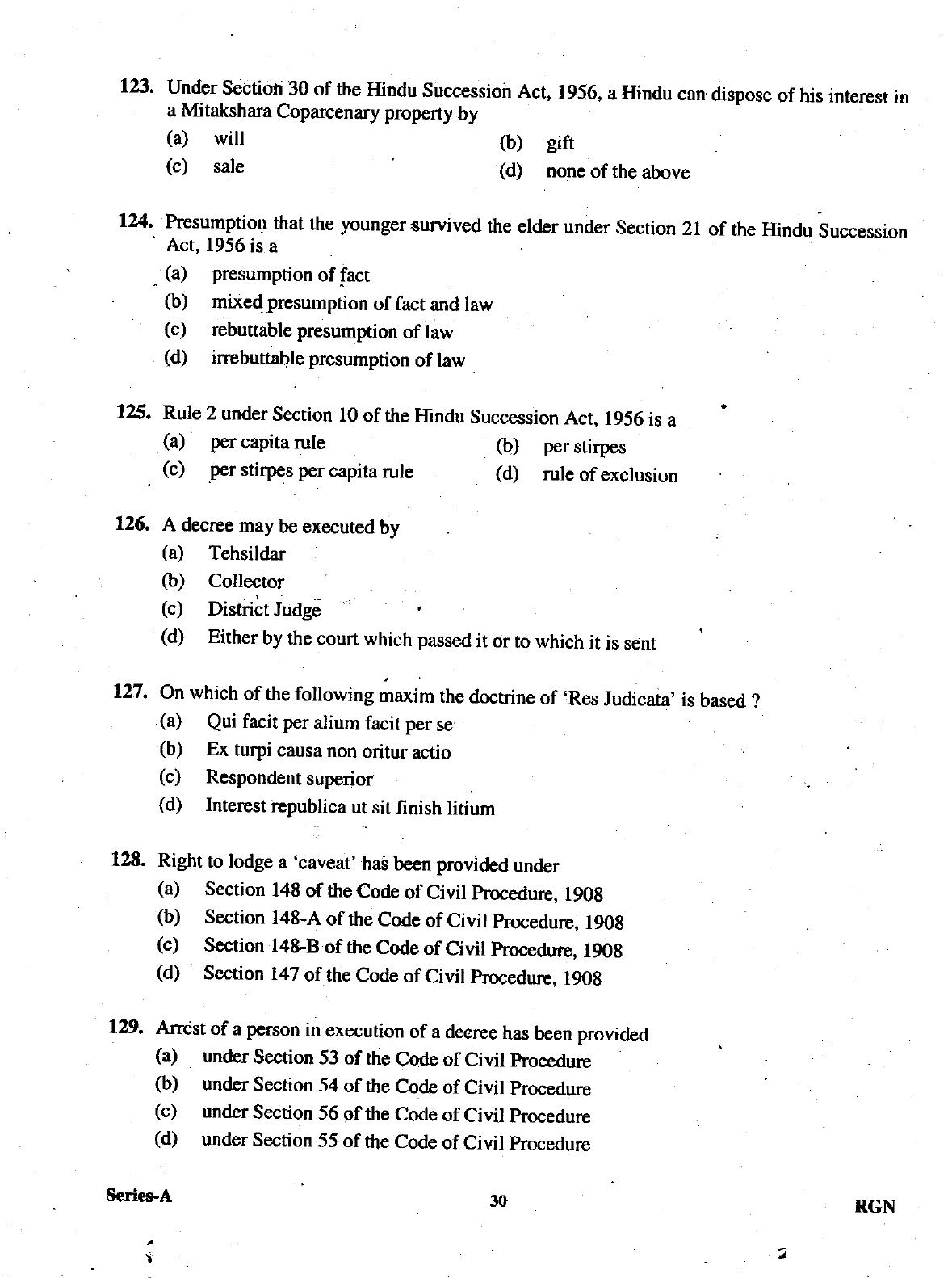 Uttarakhand Judicial Service Civil Judge (Junior Division) Exam-2009 Pre Examination  - Page 30