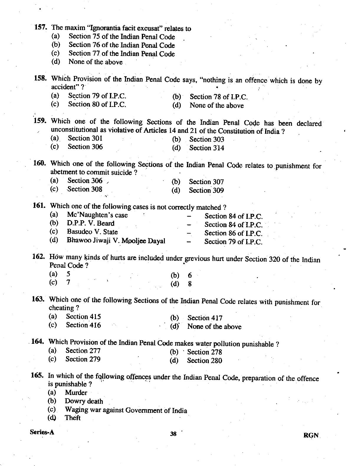 Uttarakhand Judicial Service Civil Judge (Junior Division) Exam-2009 Pre Examination  - Page 38