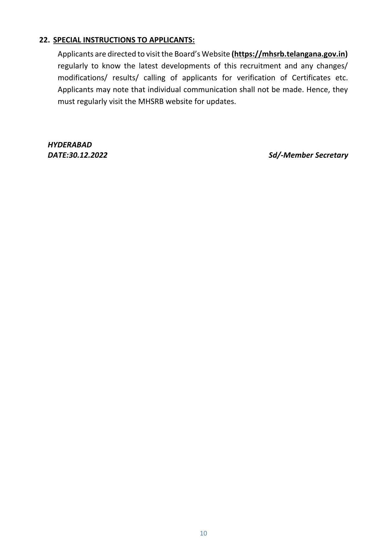 MHSRB Telangana Invites Application for 5204 Staff Nurse Recruitment 2023 - Page 10