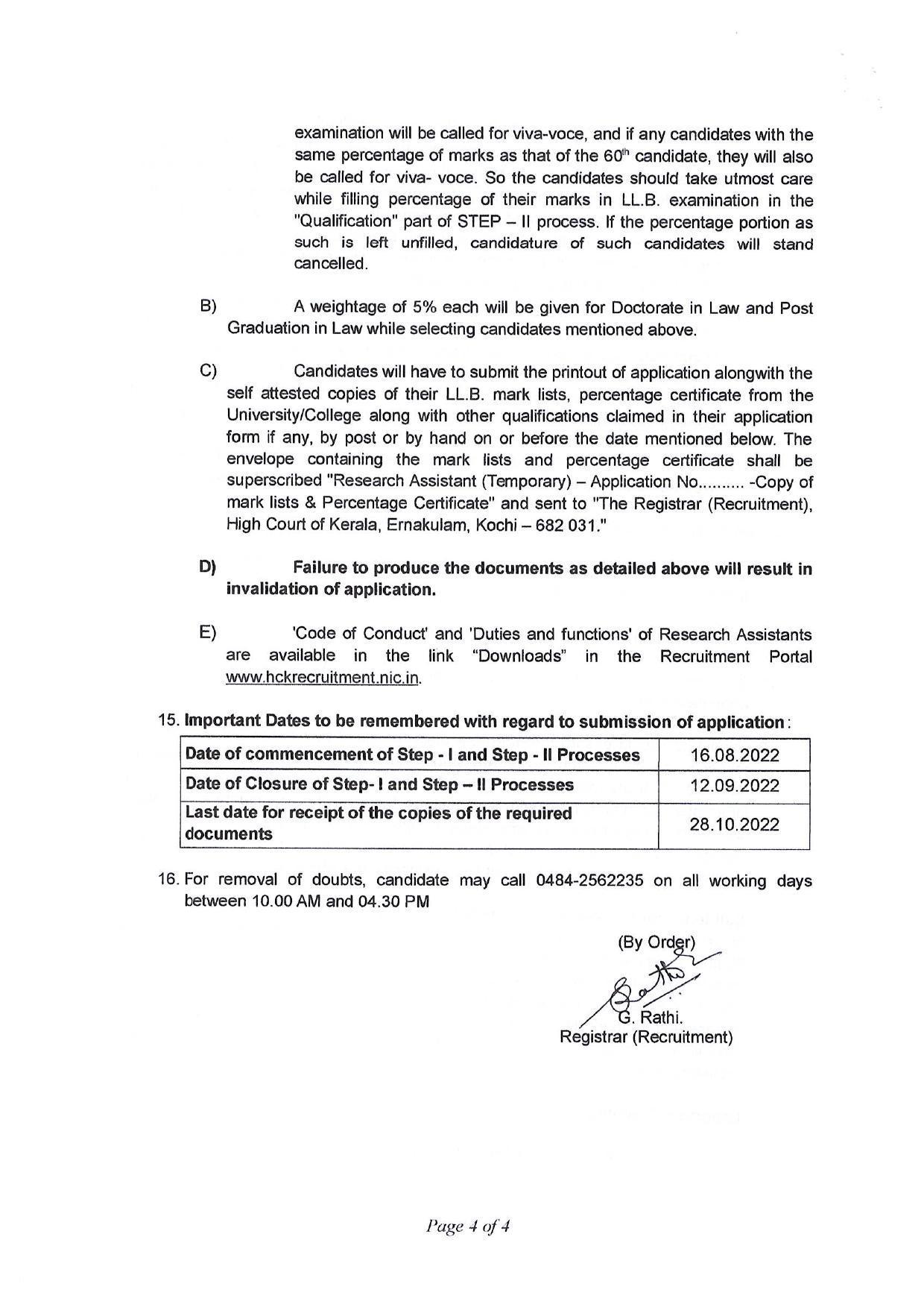 High Court of Kerala Invites Application for 15 Research Assistant Recruitment 2022 - Page 4