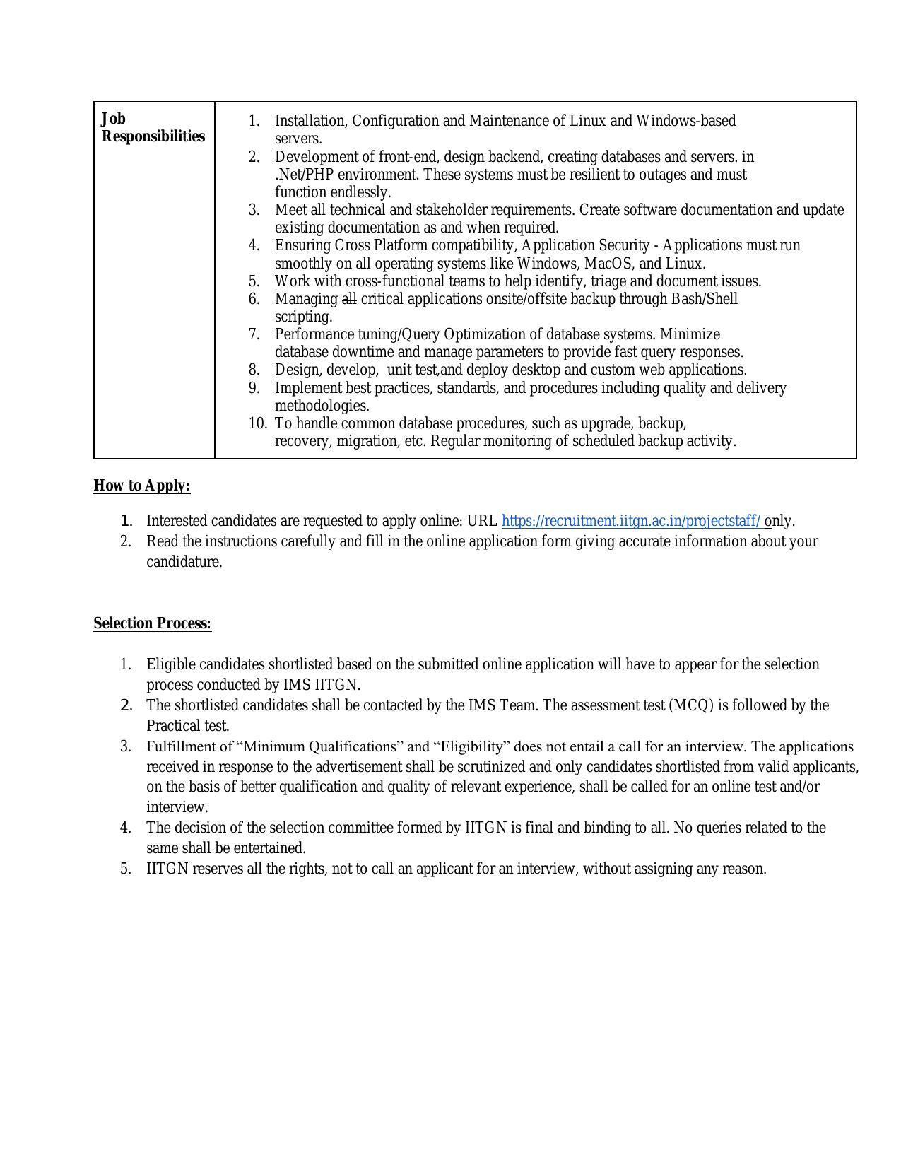 IIT Gandhinagar Invites Application for Software Developer Recruitment 2022 - Page 1