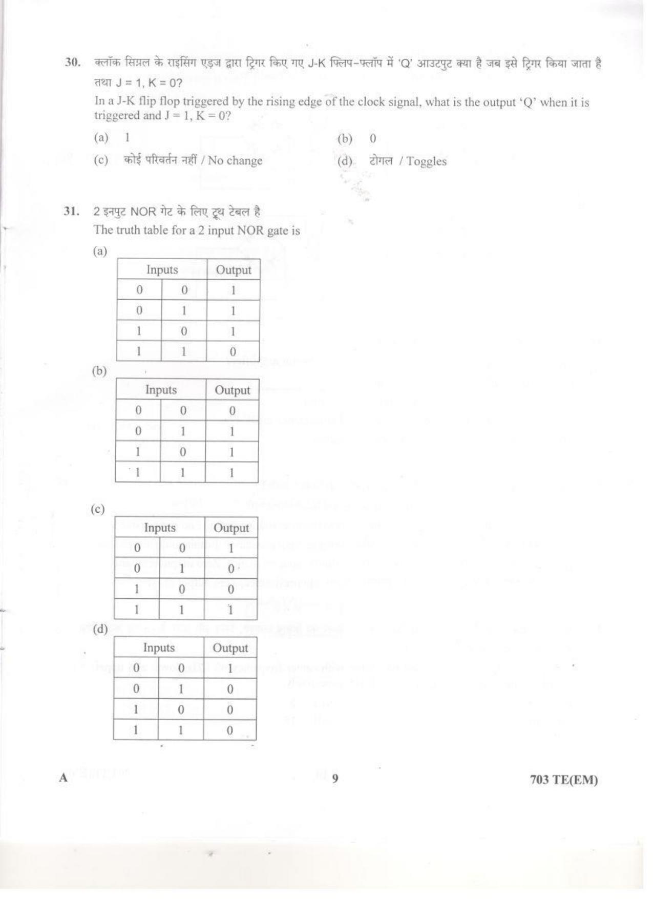LPSC Technician ‘B’ (Electronic Mechanic) 2020 Question Paper - Page 9