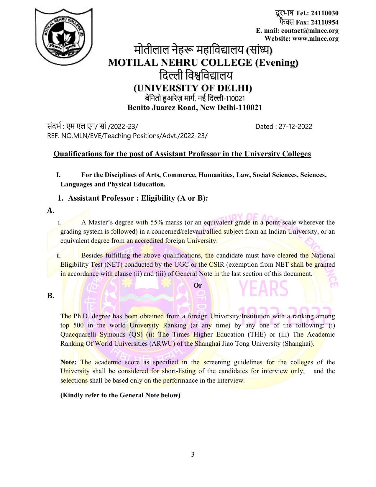 Motilal Nehru College (Evening) Invites Application for 75 Assistant Professor Recruitment 2022 - Page 4