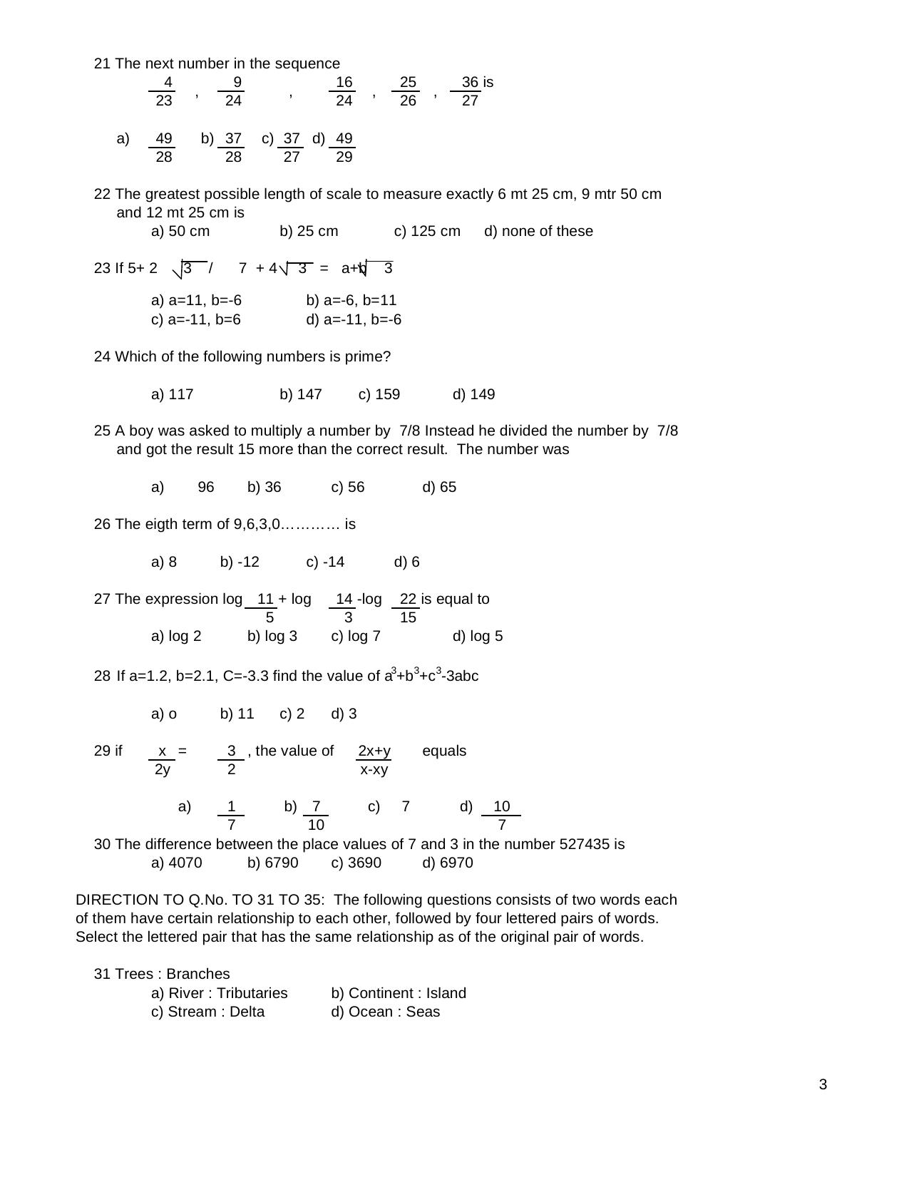 TNPSC Assistant System Engineer Sample Papers Numerical Ability - Page 3