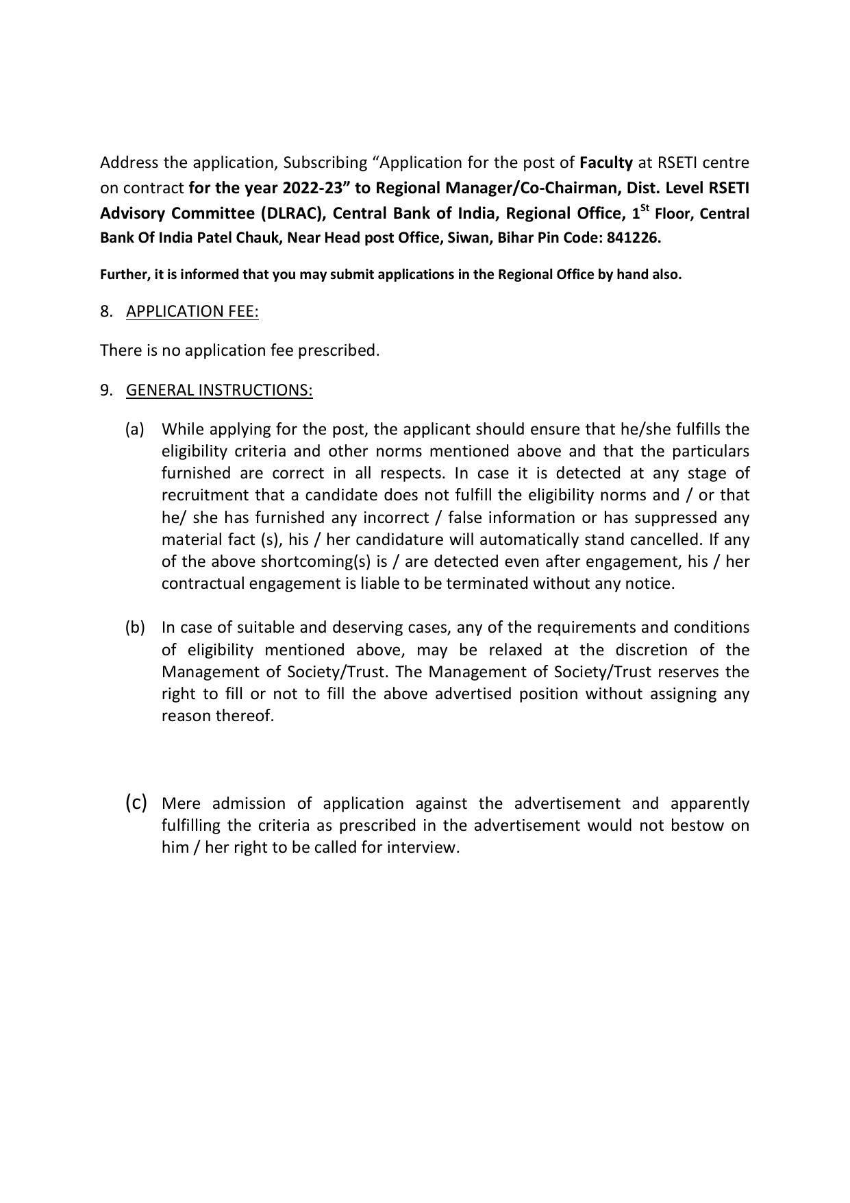 Central Bank of India (CBI) Invites Application for Faculty Recruitment 2022 - Page 10