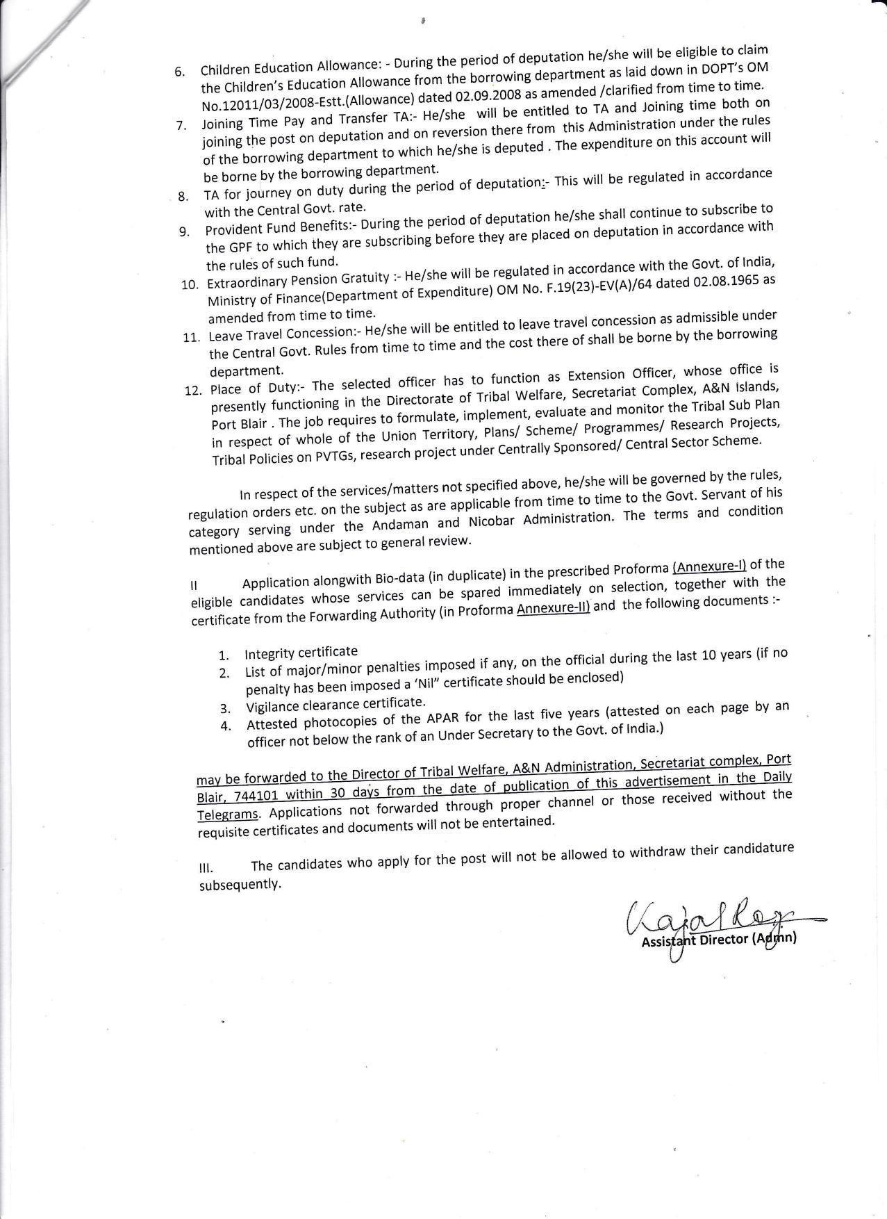 Andaman & Nicobar Administration Invites Application for Extension Officer Recruitment 2022 - Page 2