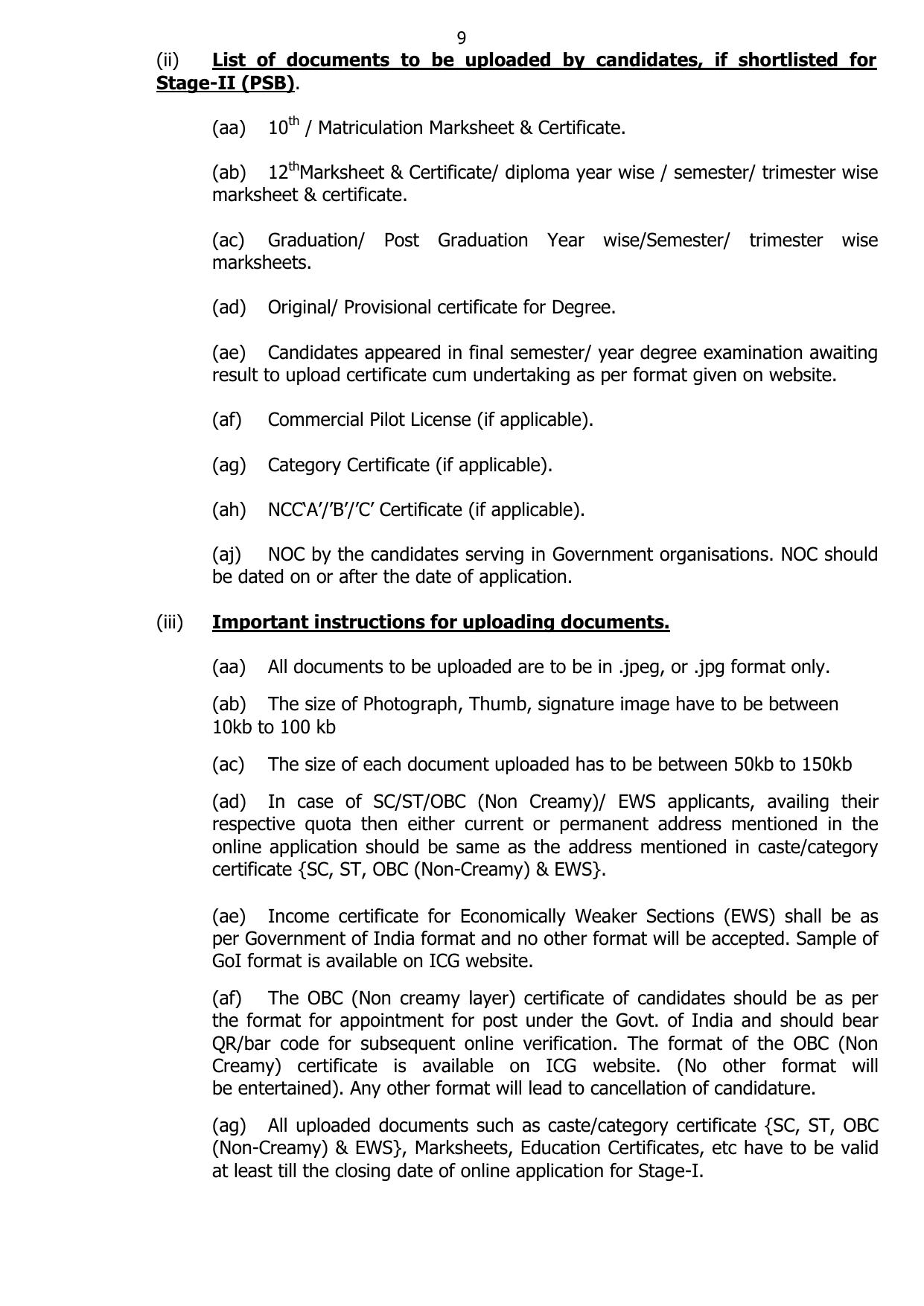 Indian Coast Guard (ICG) Assistant Commandant Recruitment 2024 - Page 9